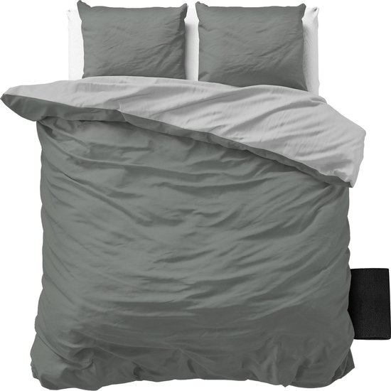 Zensation Twee Kleuren Dekbedovertrek - Lits-Jumeaux - 240x200/220 + 2 kussenslopen 60x70 - Grijs/ Antraciet