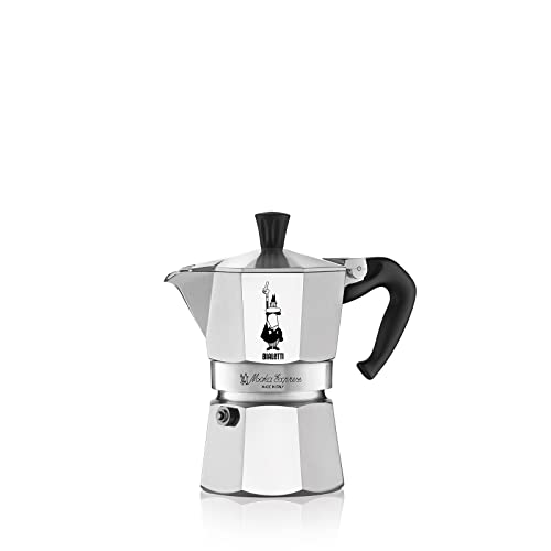 Moka Express: Iconic Stovetop Espresso Maker, Makes Real Italian Coffee, Moka Pot 3 Cups (4.4 Oz - 130 Ml) , Aluminium, Silver 