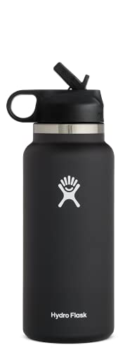 Hydro Flask Wide Mouth Straw Lid - Stainless Steel Reusable Water Bottle - Vacuum Insulated, Dishwasher Safe, BPA-Free, Non-Toxic