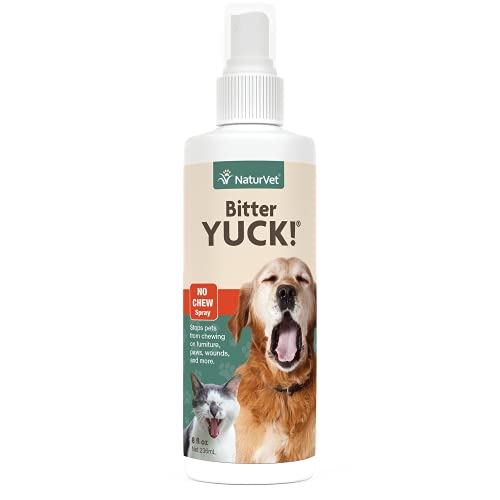NaturVet Bitter Yuck! No Chew Spray for Dogs, Cats, and Horses Pet Training Spray, Liquid, Made in The USA, 8 Ounce 