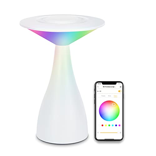 Smart Table Lamp, Winees Led Color Changing Night Light, Wi-Fi Ambience Light Dimmable Touch Control Lamp Work with Alexa Google Home Bedside Lamp for Bedroom Living Room Christmas Décor
