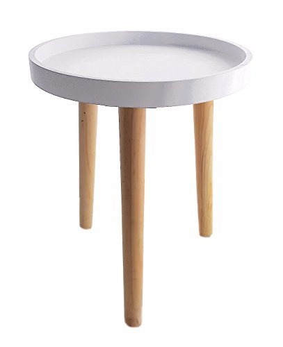 Decoratieve houten tafel 36 x 30 cm - wit - kleine bijzettafel, salontafel
