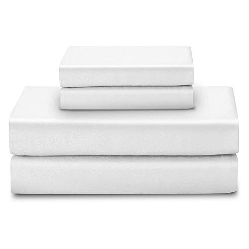 Lirex Queen Bed Lakens Set, 4 stuks Queen Size Extra Zacht Ademend Geborsteld Microfiber Beddengoed, Machine Wasbaar Kreukvrij, Wit (1 plat laken, 1 hoeslaken, 2 kussenslopen)