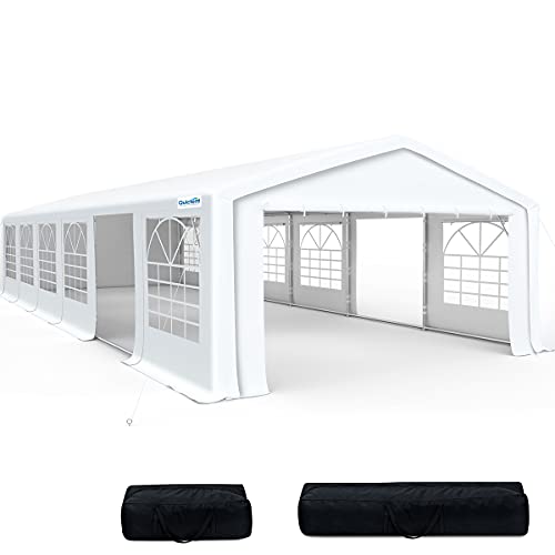 Quictent 20' x 40' Upgraded Galvanized Heavy Duty Gazebo Party Wedding Tent Canopy Carport Shelter with Carry Bags(20x40, White)