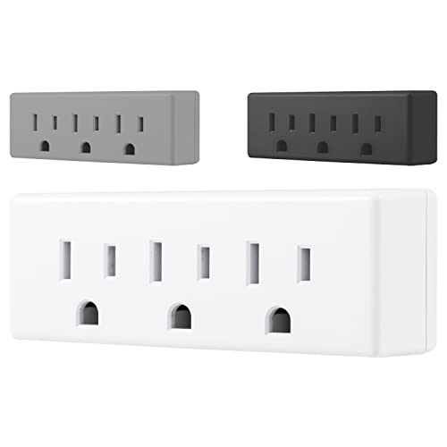 GE 3-Outlet Extender Wall Tap, Grounded Adapter Plug, Indoor Rated, 3-Prong, Perfect for Travel, UL Listed, White, 52203 