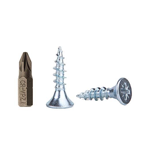 1000 stuks verzinkt staal houtschroeven 2,5 x 10 mm, Pozi-aandrijfschroeven, bevestigingsmiddelen, verzonken schroeven, spaanplaatschroeven (1000)