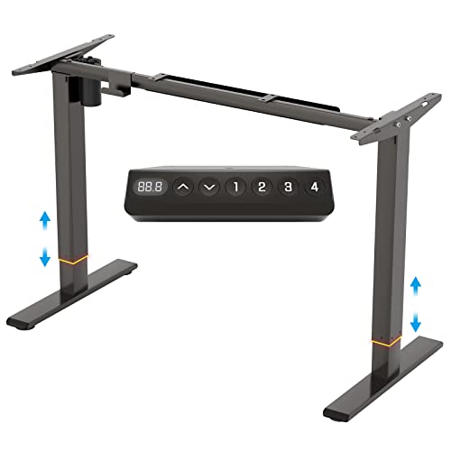 Flexispot E1 in hoogte verstelbaar bureau elektrisch in hoogte verstelbaar tafelframe 2-voudige telescoop, met geheugenbesturing (Wit) (Zwart)