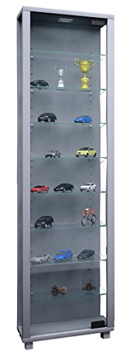 VCM Vitrine verzamelvitrine glazen vitrine staande vitrine glazen kast zonder verlichting zilver
