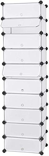 Songmics LPC10W Schoenenrek, DIY, 10 niveaus, van PP-kunststof, halftransparant wit