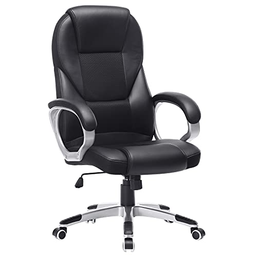 SONGMICS OBG22B Bureaustoel, bekleding,Groot, Zwart 