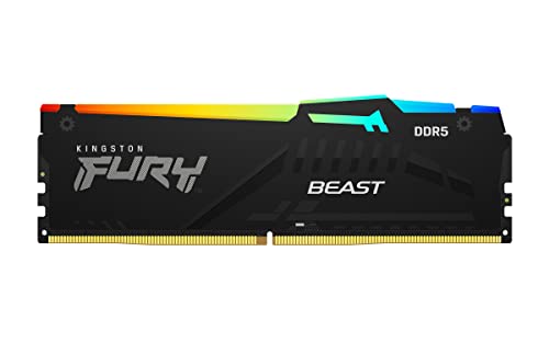 Kingston Technology Fury Beast RGB 32GB 5200MT/s DDR5 CL40 DIMM Desktop Memory Single Module | Intel XMP 3.0 | Infrared Sync Technology | Overclocking Stability | KF552C40BBA-32
