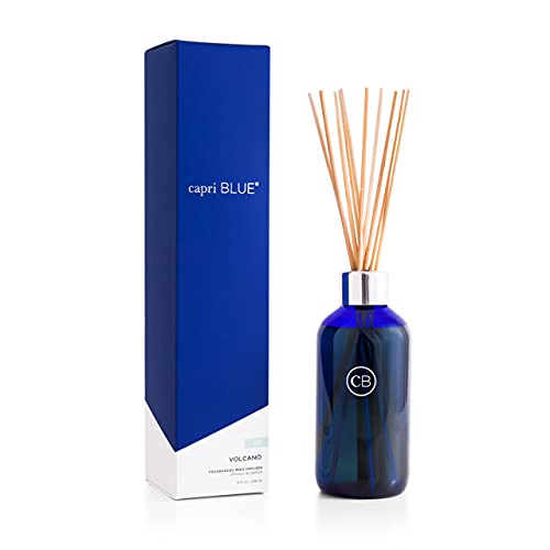 Capri Blue Reed Oil Diffuser - Volcano - Comes with Diffuser Sticks, Oil, and Glass Bottle - Aromatherapy Diffuser - 8 Fl Oz - Navy Blue 