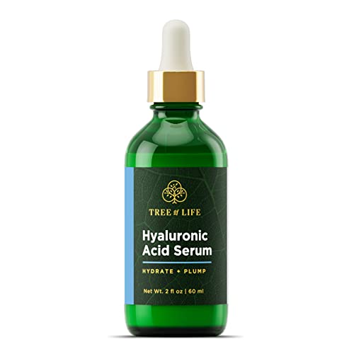 Tree of Life Hyaluronic Acid Hydrating Facial Serum with Brightening Vitamin C, Smoothing & Tightening for Face, Clean Dermatologist-Tested Skin care, Bonus Size 2 Fl Oz