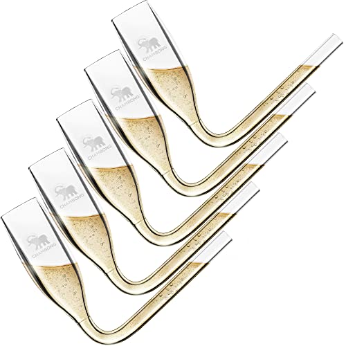 CHAMBONG Champagne Shooter - Unique Gifts for Bachelorette Party Favors, Engagement Gifts & Drinking Games for Adults Party - Champagne Bong Style Champagne Glasses - (Plastic, 6 oz. 5-Pc Set)