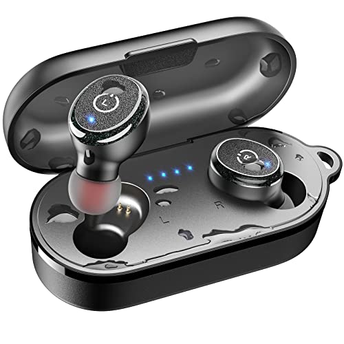 TOZO T10 Bluetooth 5.3 Wireless Earbuds with Wireless Charging Case IPX8 Waterproof Stereo Headphones in Ear Built in Mic Headset Premium Sound with Deep Bass for Sport Black