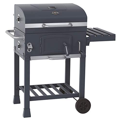 Jamestown Jaxon houtskool-grillwagen met in hoogte verstelbare kolenbak & dekselthermometer incl. flesopener, hoogwaardige grill voor een geslaagde barbecue
