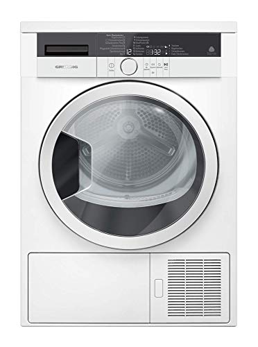 Grundig GTA 38261 G wasdroger, vrijstaand, voorlader, 8 kg, A++, wit, warmtepomp, draaiknoppen, aanslag rechts