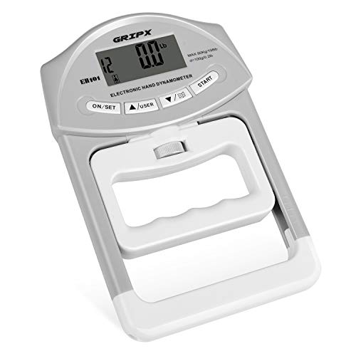 GRIPX Digital Hand Dynamometer Grip Strength Measurement Meter Auto Capturing Electronic Hand Grip Power 198Lbs / 90Kgs