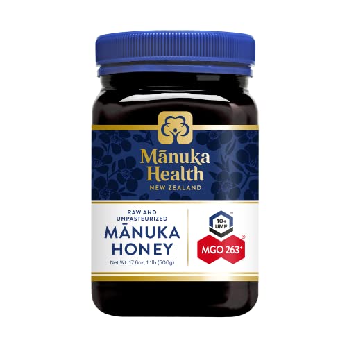 Manuka Health UMF 10+/MGO 263+ Manuka Honey (500g/17.6oz), Superfood, Authentic Raw Honey from New Zealand