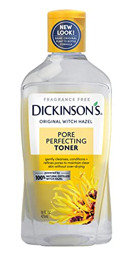 Dickinson's Original Witch Hazel Pore Perfecting Toner, 100% Natural, 16 Ounce Fragrance free 