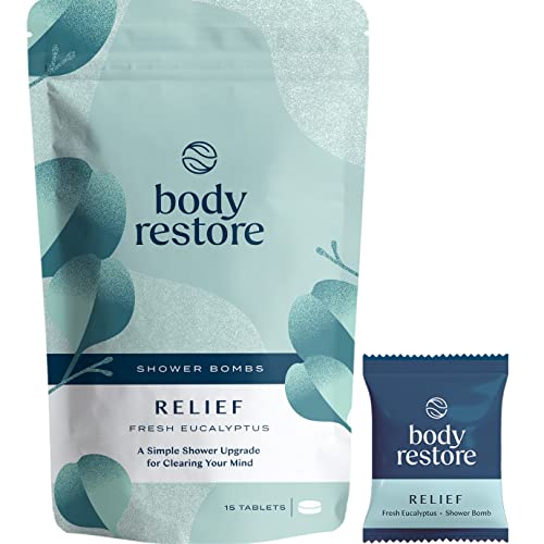 BodyRestore Shower Steamers Aromatherapy 15 Packs - Valentines Gifts for Women and Men, Shower Bath Bombs, Eucalyptus Menthol Essential Oil, Stress Relief and Relaxation