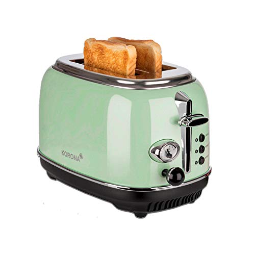 Korona 21665 Broodrooster | 2 sneetjes | Mint | Graadweergave | Ontdooien | Toasten | Opwarmen | 810 Watt | Broodjeshulpstuk | Kruimellade | Broodplakcentrering