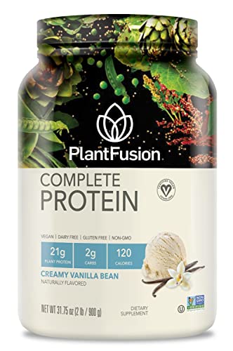 PlantFusion Vegan Protein Powder, Plant Based Protein Powder, BCAAs + Digestive Enzymes, Clean Protein; Dairy Free, Gluten Free, Vanilla 2 lb 
