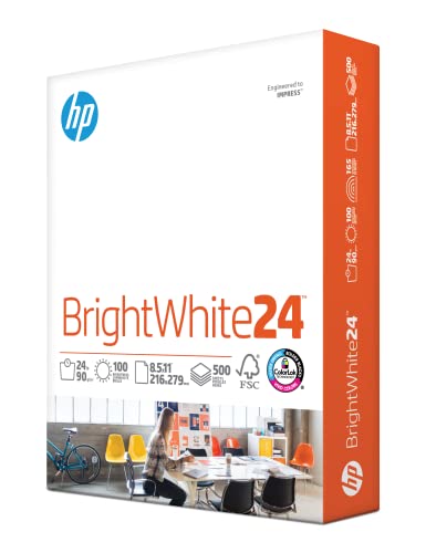 HP Printer Paper | 8.5 x 11 Paper | BrightWhite 24 lb |1 Ream - 500 Sheets| 100 Bright | Made in USA - FSC Certified | 203000R 