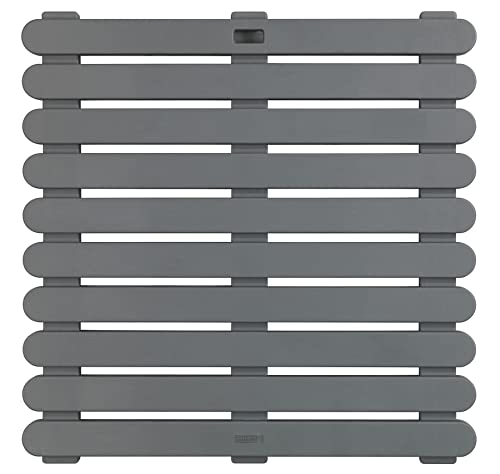 WENKO Douchemat voor binnen en buiten, grijs, 55 x 55 cm, douchemat, douchegoot voor douche, badkamer, zwembad, sauna met anti-slip structuur, kunststof, 55 x 3 x 55 cm, grijs