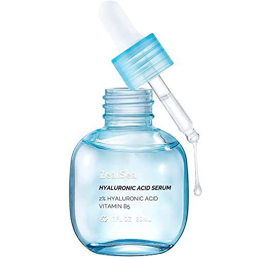 ZealSea Hyaluronic Acid Face Serum day and night, Deep Moisturizing 2% Pure hyaluronic acid Serum, Hydrating Facial serum Skincare to smooth Fine Lines for Sensitive Skin and Dry Skin 1 Fl. Oz
