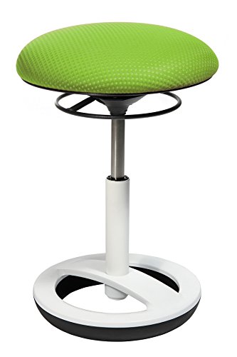 Topstar SU43BR5 Ergonomische Kruk, Basisring Aluminium, Wit Gelakt, Stoffen Bekleding, 80.01 x 80.01 x 19 cm, Groen