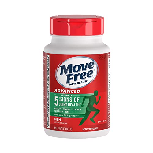 Move Free Advanced Glucosamine Chondroitin MSM Joint Support Supplement, Supports Mobility Comfort Strength Flexibility & Bone - 120 Tablets (40 servings)*