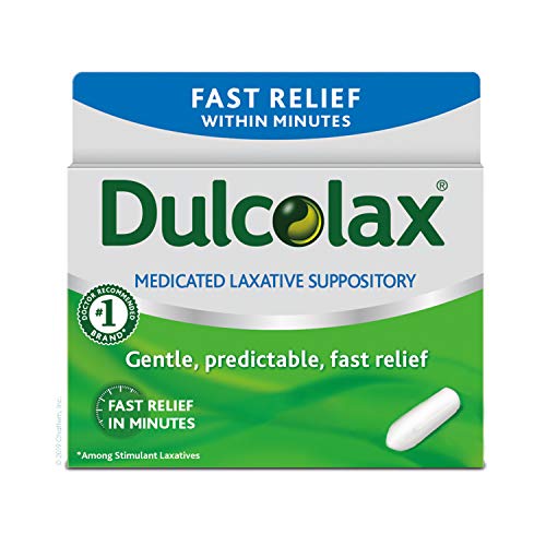 Dulcolax Fast Relief Medicated Laxative Suppositories, Bisacodyl, 10 mg, 28 Count 