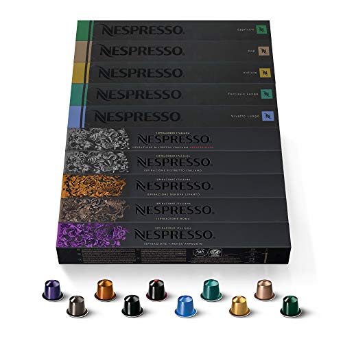 Nespresso Capsules OriginalLine, Espresso Variety Pack, Medium Roast Espresso Coffee, 100 Count Espresso Coffee Pods, Brews 3.7 ounce and 1.35 ounce 