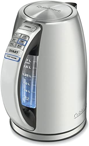 Electric Kettle by Cuisinart, 1.7-Liter Capacity, Cordless 1500-Watts for Fast Heat Up, Stay Cool Non-Slip Handle, Stainless Steel, CPK-17P1 