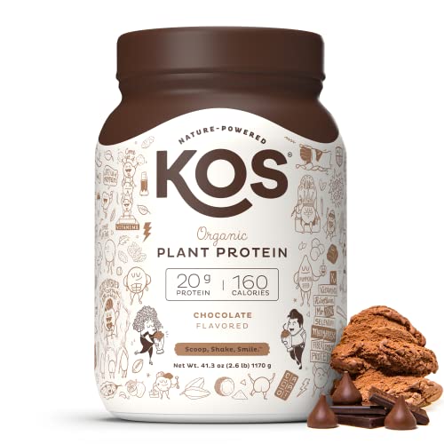 KOS Vegan Protein Powder, Chocolate - Low Carb Pea Protein Blend - Plant Based Protein Powder - USDA Organic, Keto, Gluten, Soy & Dairy Free - Meal Replacement for Women & Men - 30 Servings