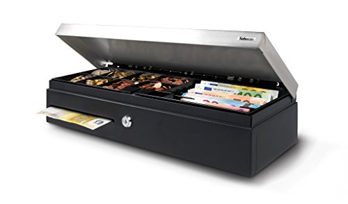 Safescan 101979 SD-4617S klapdeksel, kassalade, elektrische en sleutelopening met 8 muntvakken of 6 bankbiljettenvakken, afmetingen 46 x 17 cm, zwart