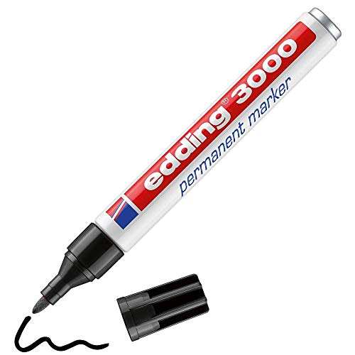 Edding 317260 3000 permanente marker (voor het beschrijven en markeren van bijna alle oppervlakken), zwart, 1 blisterkaart, navulbaar, watervaste en lichtbestendige marker, lijnbreedte: 1,5 - 3 m