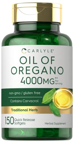 Oregano Oil | Max Potency | 150 Softgel Capsules | Non-GMO and Gluten Free Formula | Contains Carvacrol | Traditional Herb Extract Supplement | by Carlyle