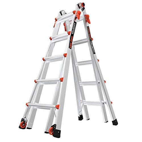 Little Giant Ladders, Velocity with Wheels, M22, 22 Ft, Multi-Position Ladder, Aluminum, Type 1A, 300 lbs Weight Rating, (15422-001)