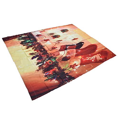 Kerst verduisterende gordijnen, waterdichte doek Kerstdecoratie Modieus Duurzaam voor terrasbalkon, veranda voor het decoreren van de kamer(150 * 166 cm)