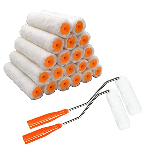 Mini Roller Brush Set, Biluer 30PCS Verfroller Kit 10CM Mini Foam Roller Roller Mouwen en 2PCS Verfroller Handvat voor thuis Muur Plafonddecoratie Renovaties en reparatie