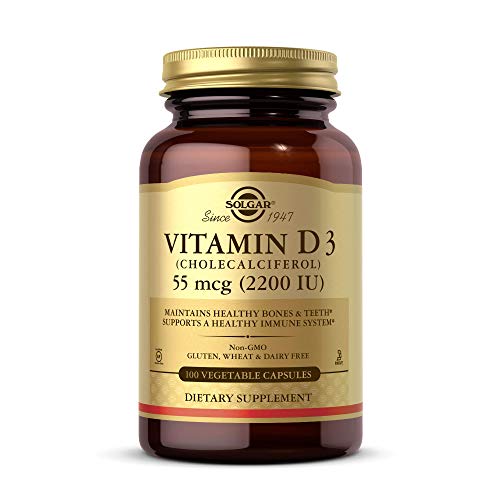 Solgar Vitamin D3 (Cholecalciferol) 55 mcg (2200 IU) Vegetable Capsules - 100 Count 