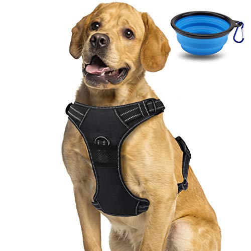 Hondentuig Medium Geen trekkracht Verstelbaar, reflecterend hondentuig Vest met handgreep, ademend hondentuig voor middelgrote honden, lichtgewicht puppy hondentuig met opvouwbare hondenbak (maat M)