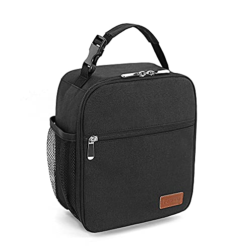 Lunch Box for Men Women Adults Small Lunch Bag for Office Work School - Reusable Portable Lunchbox, Black