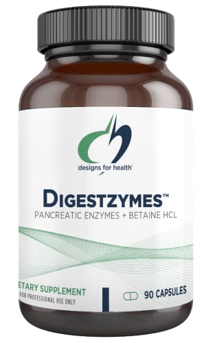 Designs for Health Digestzymes Digestive Enzymes with Betaine HCl (Betaine Hydrochloride) + Pepsin - Gut Health Supplement - Helps Aid Digestion - May Relieve Occasional Bloating + Gas (90 Capsules) 