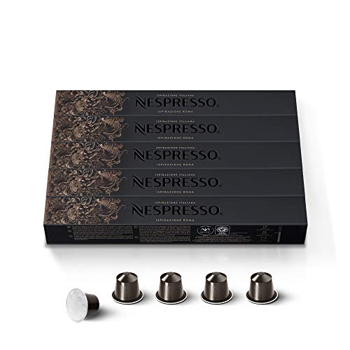 Nespresso Capsules OriginalLine, Roma Intenso, Medium Roast Coffee, 50 Count Coffee Pods, Brews 1.35oz 