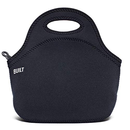 BUILT Gourmet Getaway Soft Neoprene Lunch Tote Bag - Lightweight, Insulated and Reusable Black LB31-BLK 