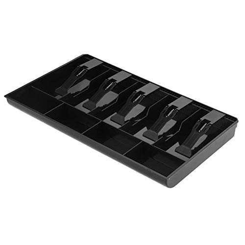 Kassalade Lade, Kassalade Lade Register Plastic Spaarpot 5 Rekeningen & 4 Munten Lade Vakken Geld Opbergdoos(Zwart)