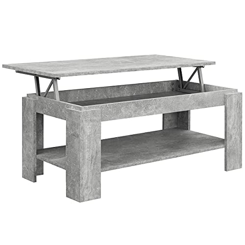 Comifort In hoogte verstelbare bijzettafel - tijdschriftenhouder, grote opbergruimte, modern ontwerp, zeer stabiel, gemaakt in Europa, kleur grijs (Stone).